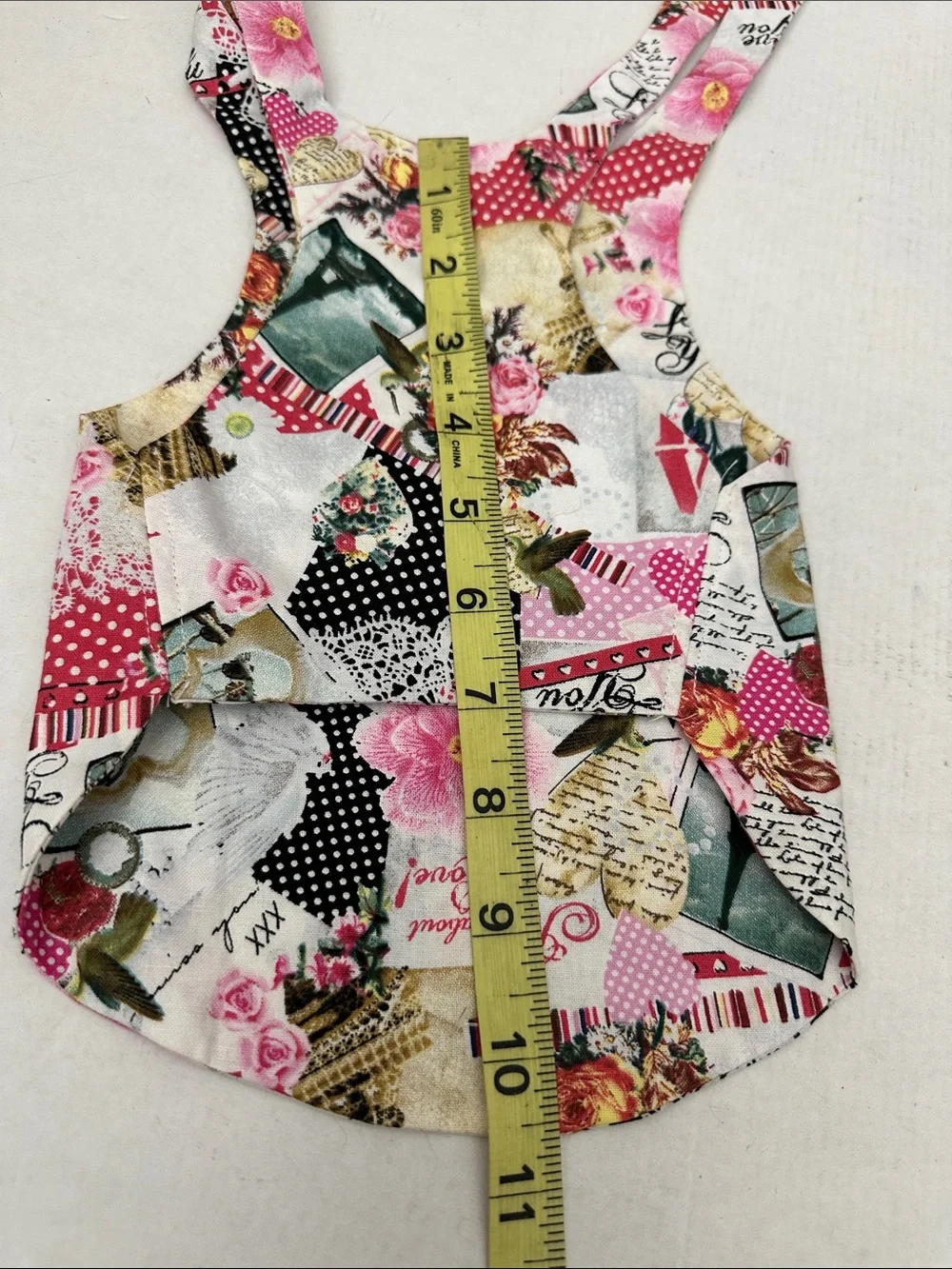 Artisan Vintage Floral Patchwork Dog tie dress in Pink and Green